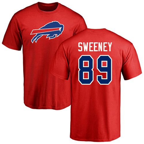 Men NFL Buffalo Bills #89 Tommy Sweeney Red Name and Number Logo T Shirt